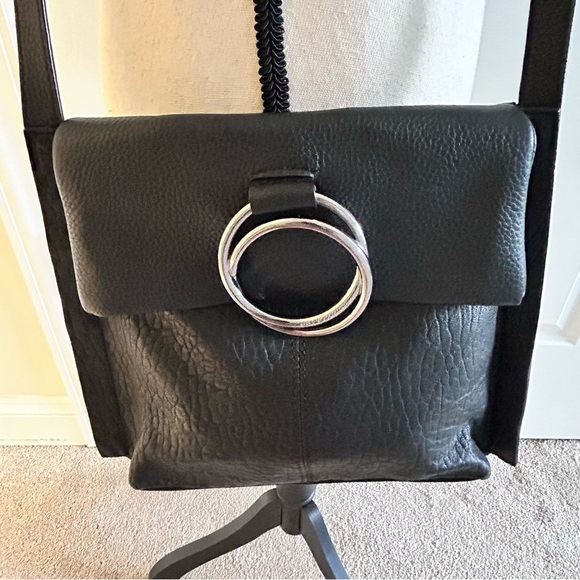 Vince Camuto Black Leather Crossbody Bag with Silver Hardware - Picture 4 of 8